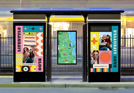 Умные городские автобусные остановки, цифровые вывески, рекламный ЖК-дисплей