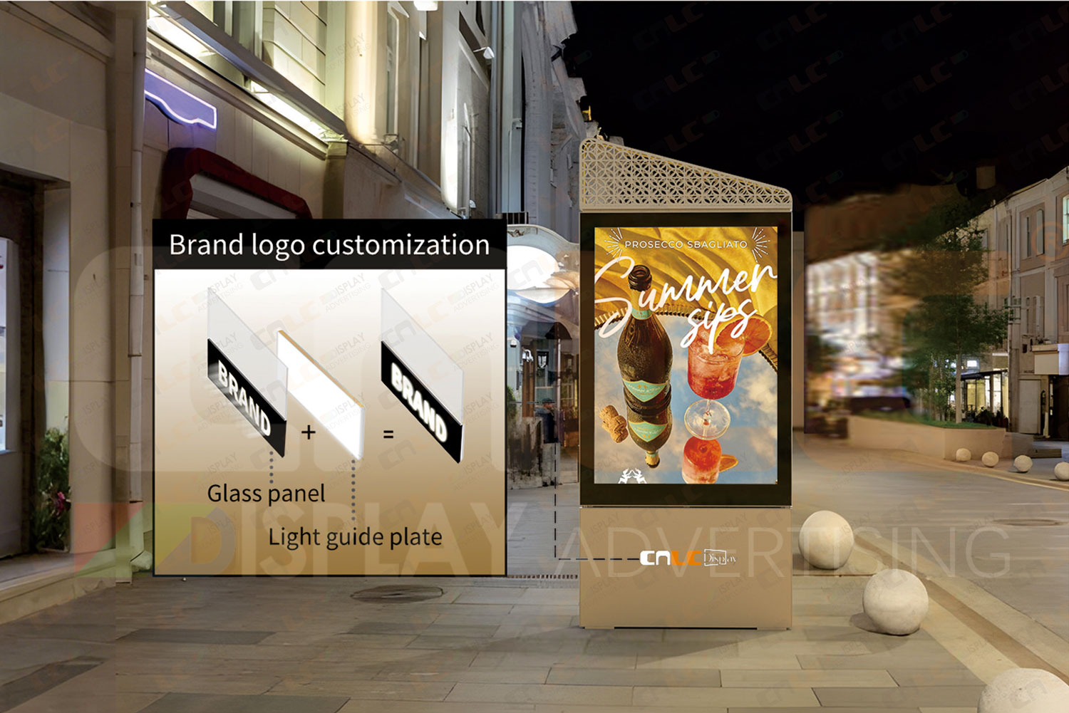 LED Totem with Custom Backlit Brand Logo for Outdoor Advertising
