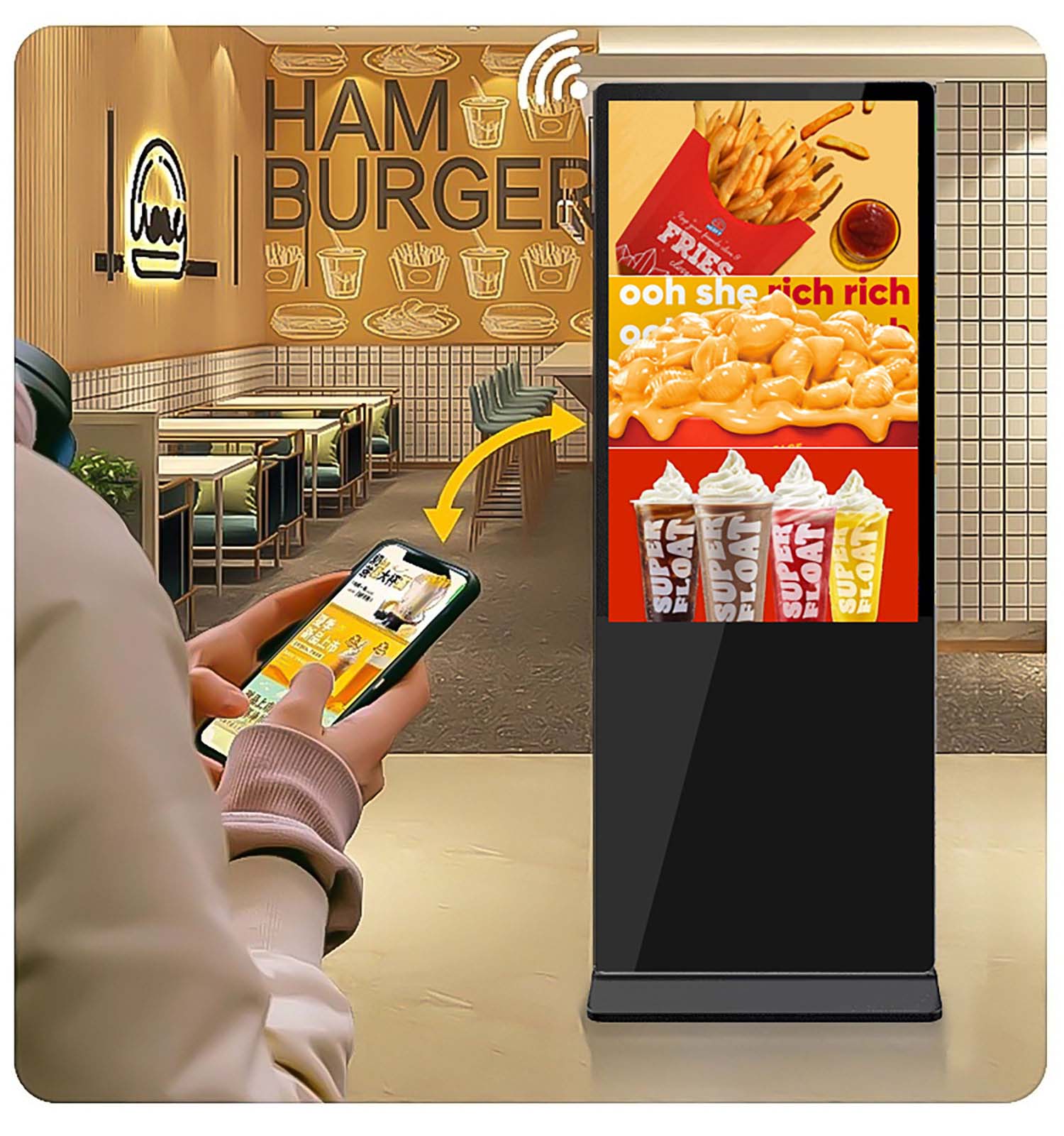 Indoor LCD display supports remote content update and easy management.