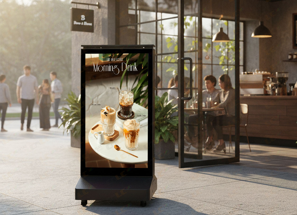 Wireless Battery Powered LCD Screen for Retail Store Front Wireless Battery Powered LCD Screen for Retail Store Front