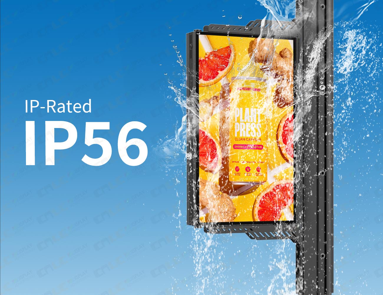 Durable aluminum outdoor LCD display with IP56 waterproof rating