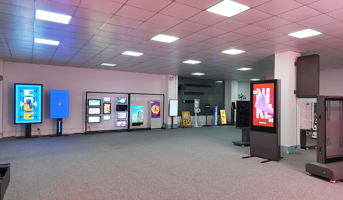 Outdoor LCD and LED digital signage product showroom