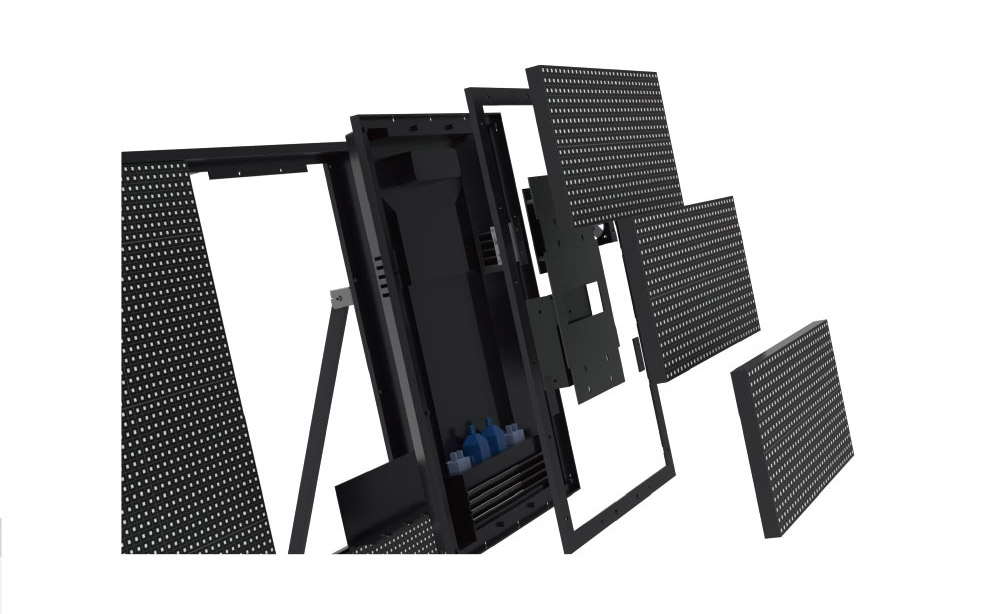 Engineered for Easy Maintenance Exploded view of front service LED module structure designed for easy maintenance and reliable performance