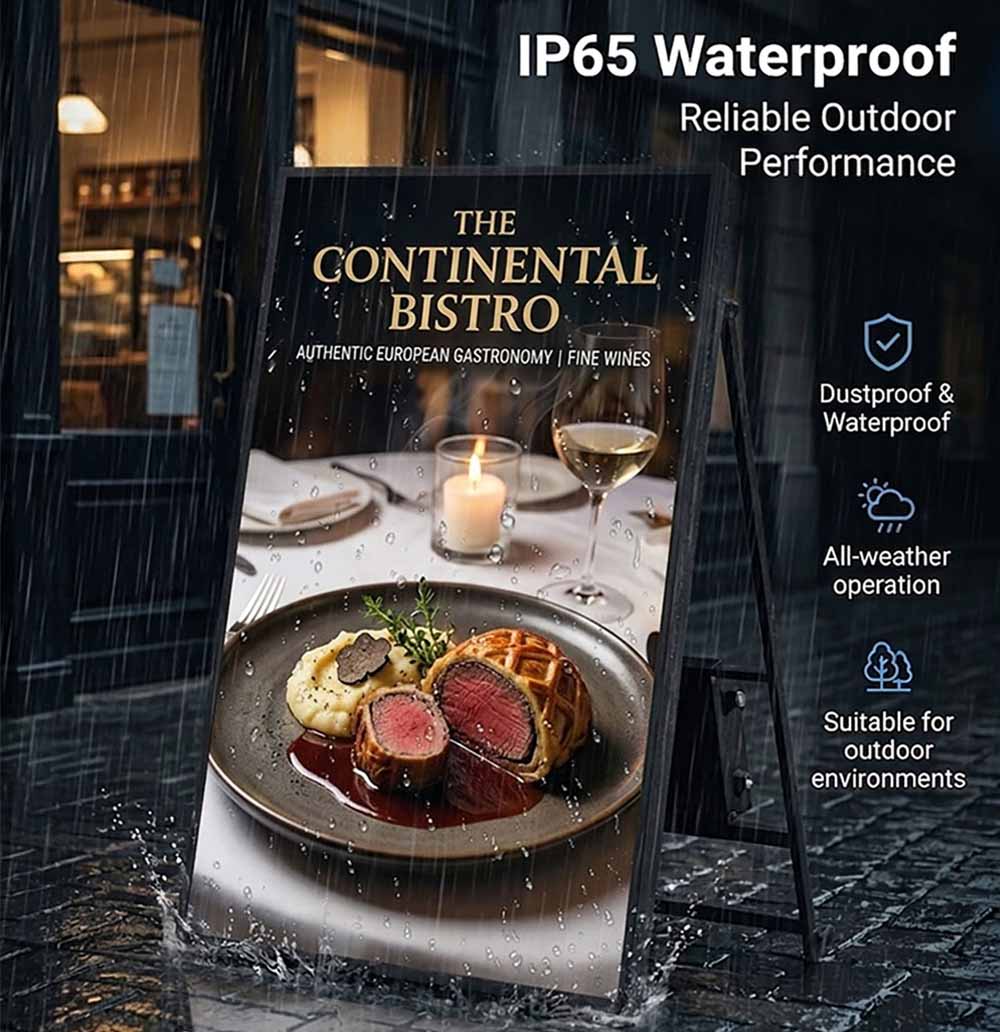 Ready for Outdoor Use IP65 weatherproof portable LED display designed for reliable outdoor use in various weather conditions