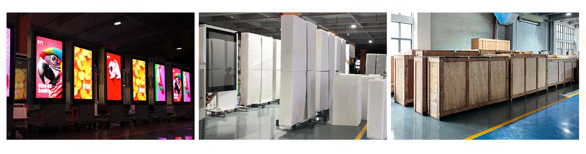 Outdoor LED Totem Packaging, Export Wooden Crate, LED Display Shipping, OEM LED Display Manufacturer, Overseas Delivery, Digital Signage Export, Commercial LED Display Logistics