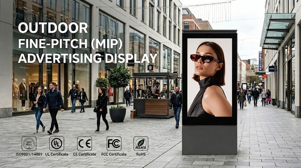 Outdoor Fine Pitch MIP LED Display Outdoor fine pitch MIP LED totem display with IP65 protection for premium digital signage applications