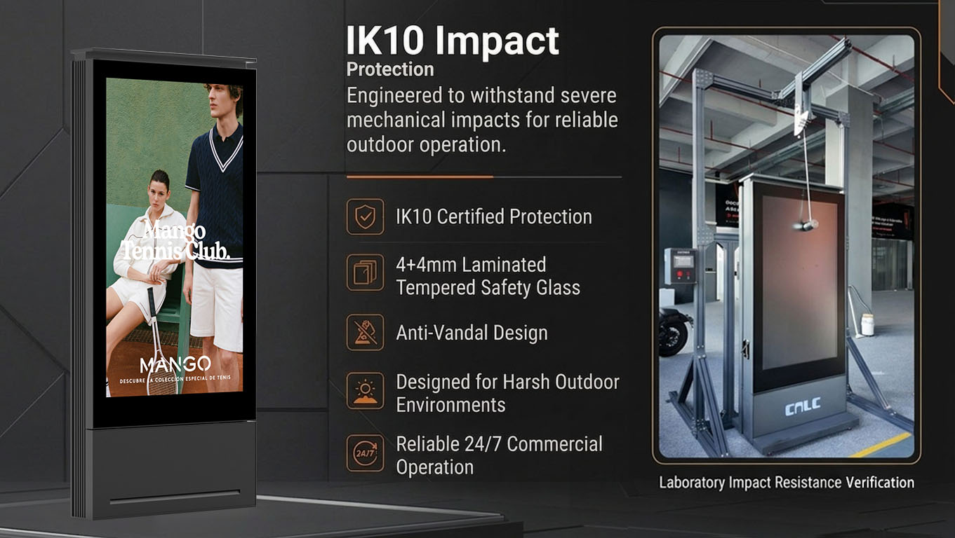 IK10 Impact Protection for Outdoor Advertising Display IK10 impact resistance test for outdoor LED totem display