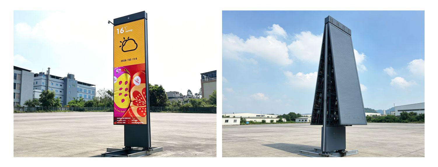 Finished P5 outdoor LED Billboard with high-brightness display and floor-standing structure